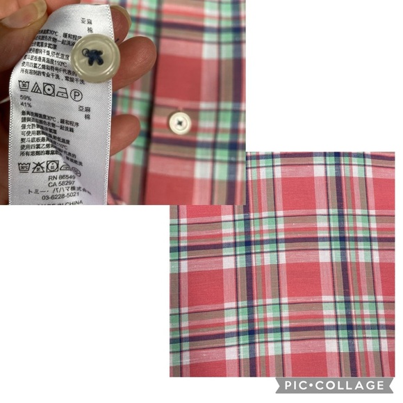 Tommy Bahama Linen Blend Plaid Short Sleeve Button Up Preppy Vacation Shirt  XLT - Picture 15 of 16